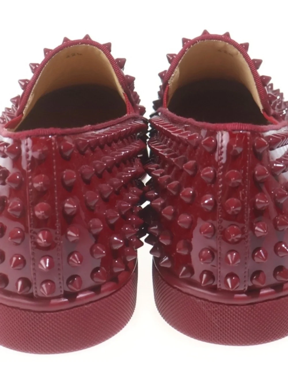 Christian Louboutin Roller-Boat Spikes Burgundy Patent Sneakers Sz 42.5